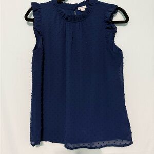 J. Crew Navy Blue Ruffle Blouse